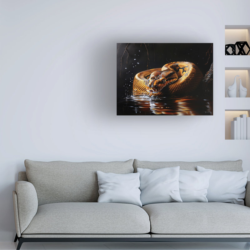 Art sur toile Momart Python réticulé dans l'eau en embuscade 1, H 14 po x l 19 po
