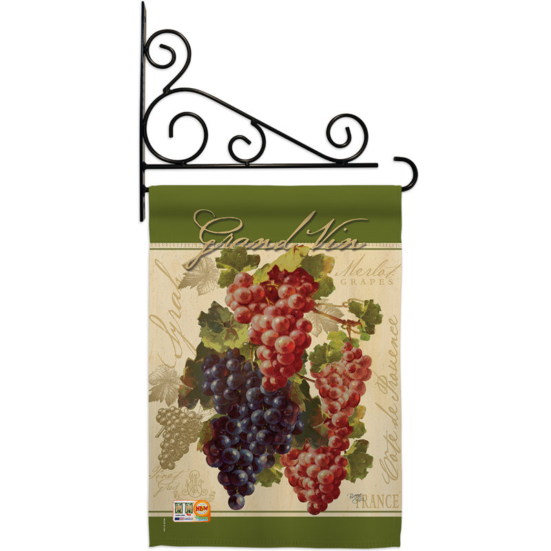 Ensemble de drapeaux de jardin en métal à fansy rouge/mauve gs117041-bo-03