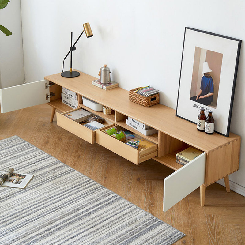 Meuble télé Modern Burlywood, H 17,72 po x L 86,61 po x l 13,78 po