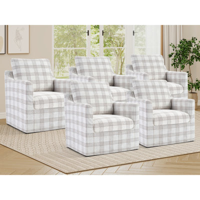 31.8'' Wide Modern Soft Space-Saving Linen Upholstered Striped Swivel Accent Chair（Set Of 5）