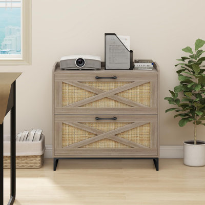 2 Drawer Horizontal File Cabinet with Charging Station
