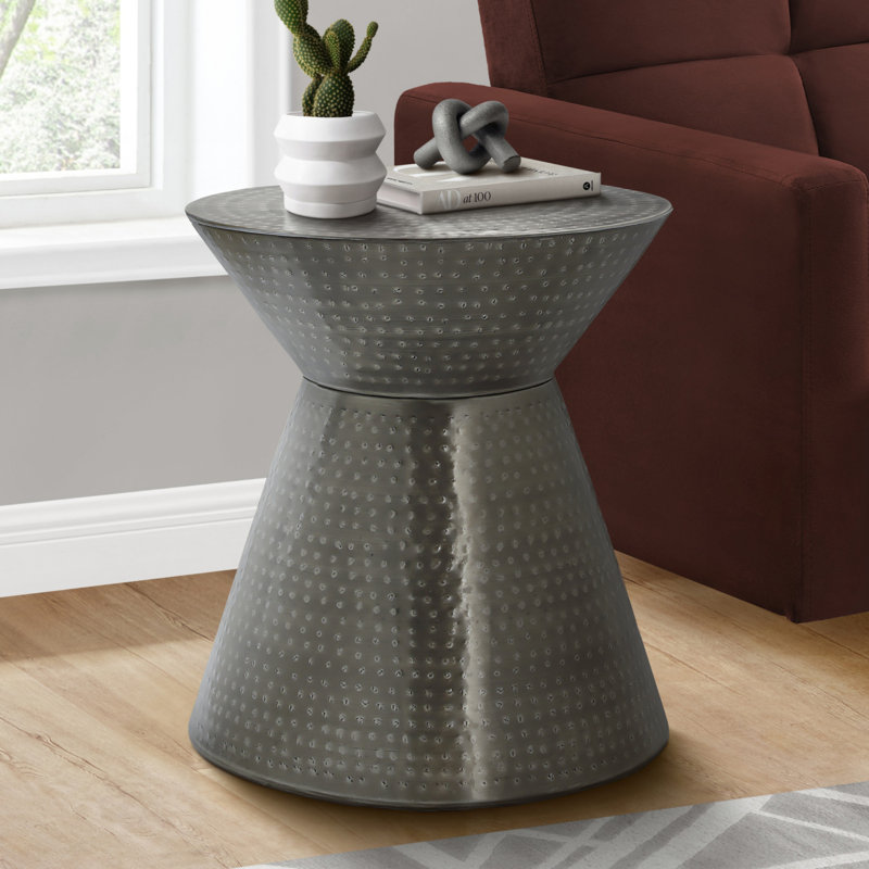 Table d'appoint, tambour, côté, bout, table de chevet, lampe, salon, chambre à coucher, métal, contemporain, moderne