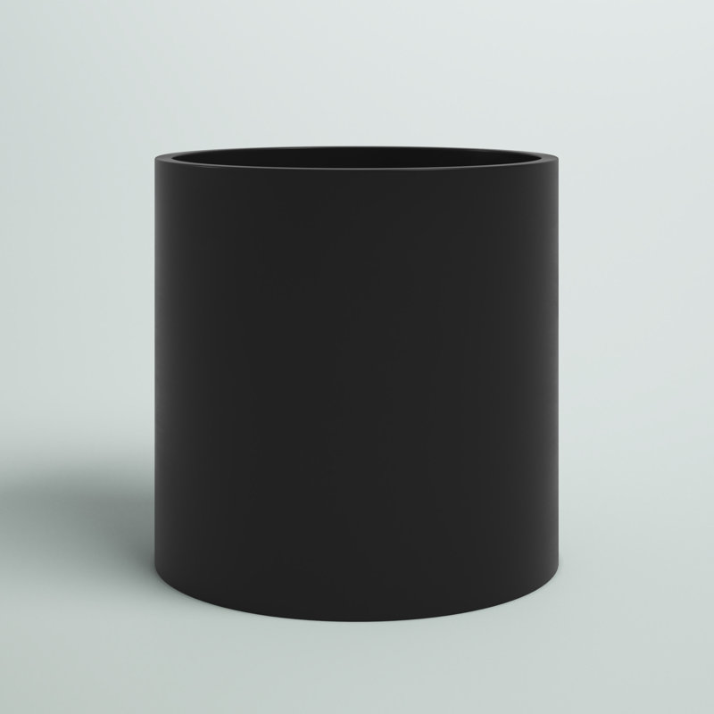 Brea Round Cylinder Planter, Black, 18" H x 18" W x 18" D