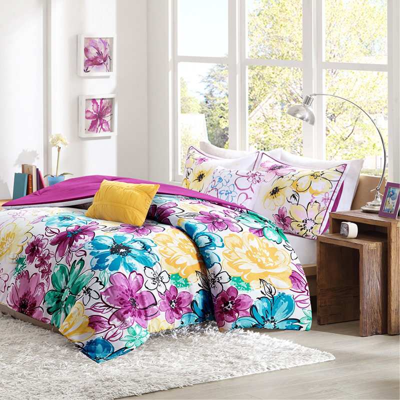 Ensemble d'édredon floral, Bleu