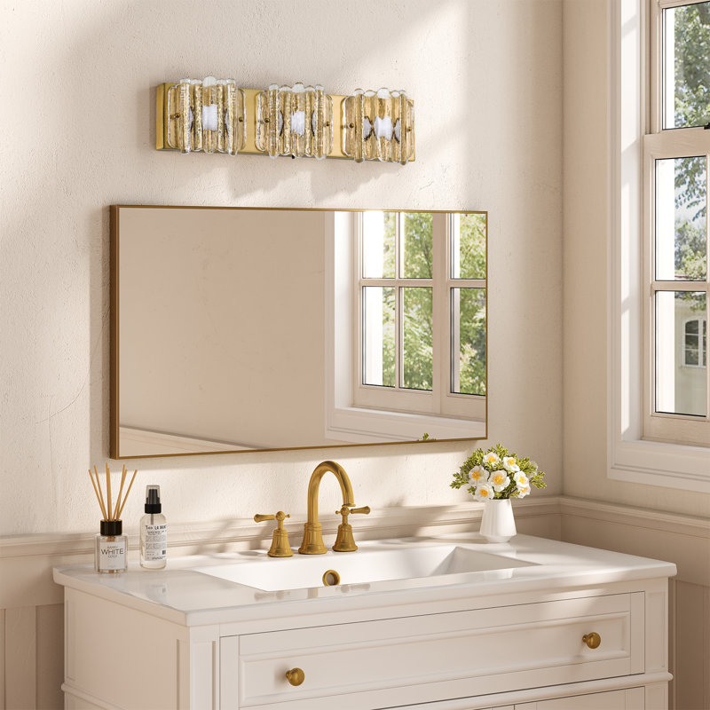 3-light Led Bathroom Vanity Light With Rippled Glass Shade