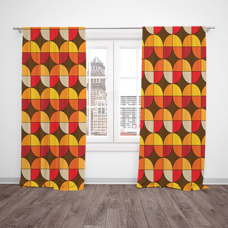 Paire de rideaux semi-transparents à motif géométrique Wavy, L 40 po x L 61 po