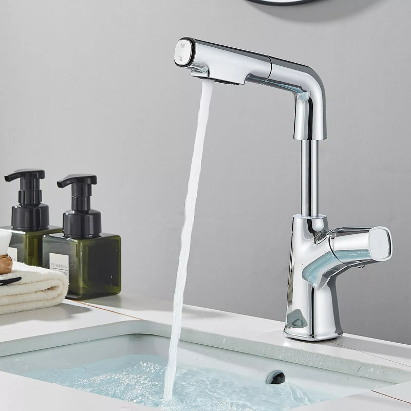 Robinet de salle de bain monocommande à fixation sur le comptoir, Chrome