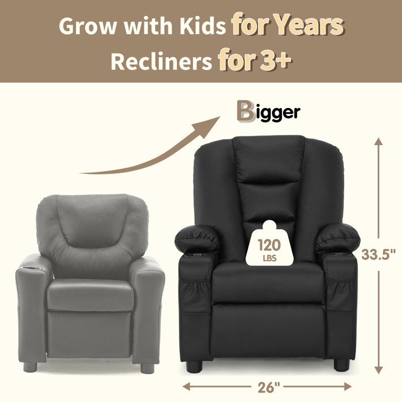 Whitson Children's Recliner Chair, Black