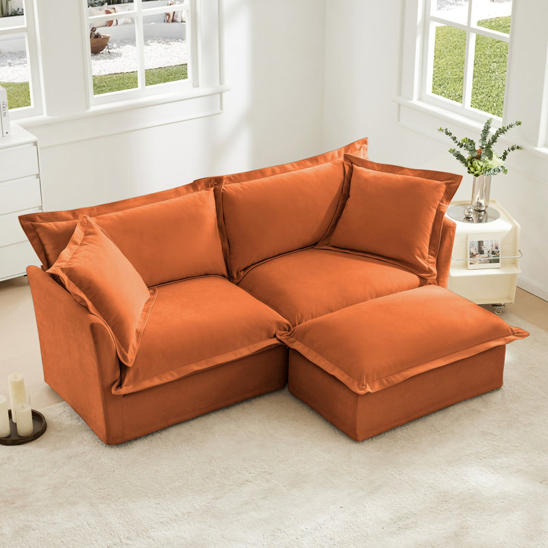 Canapé modulaire à 2 places Australis, H 34,6 po x l 83,4 po x P 33 po, Chenille orange