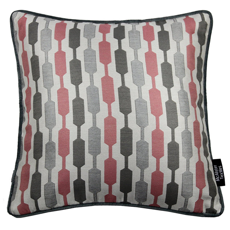 Lizeth Geometric Square Cushion, 60 x 60cm, Blush/Grey