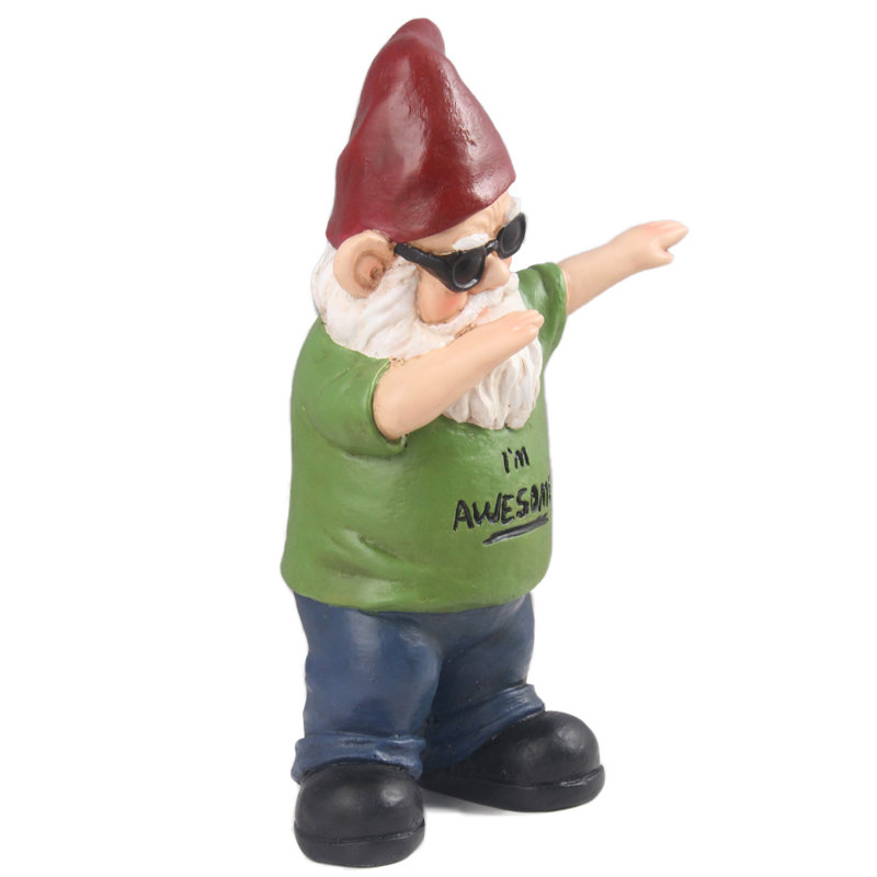  Iconic Dancing Dabbing Gnome Garden Statue, Green/Blue