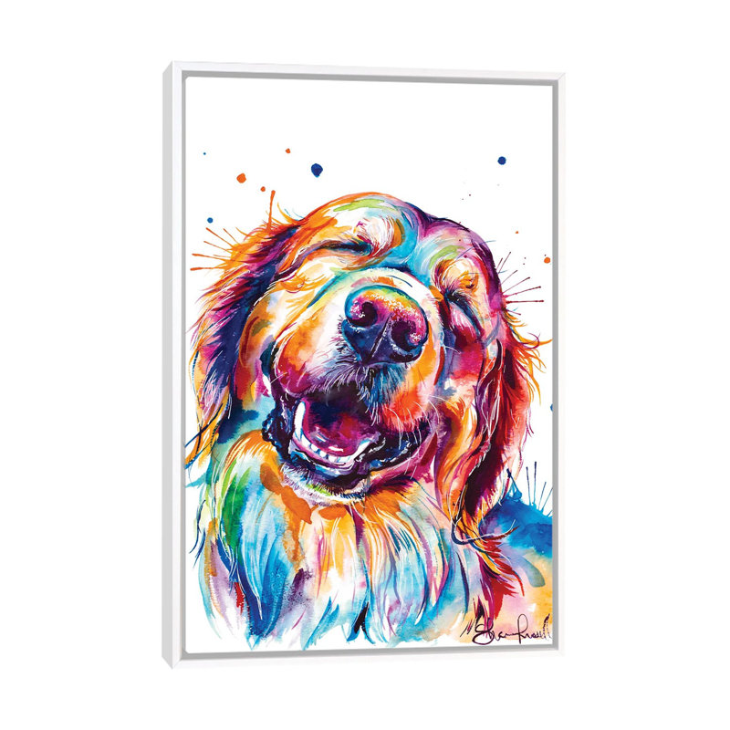 Golden Smile encadré par la meilleure semaine Print, H 26 po x l 18 po x P 1,5 po, Toile encadrée flottée blanche, Non