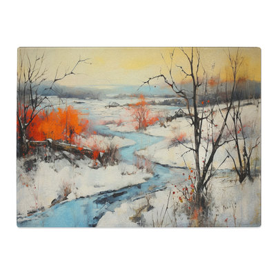 Winter Landscape Expressionism  Glass Chopping Board