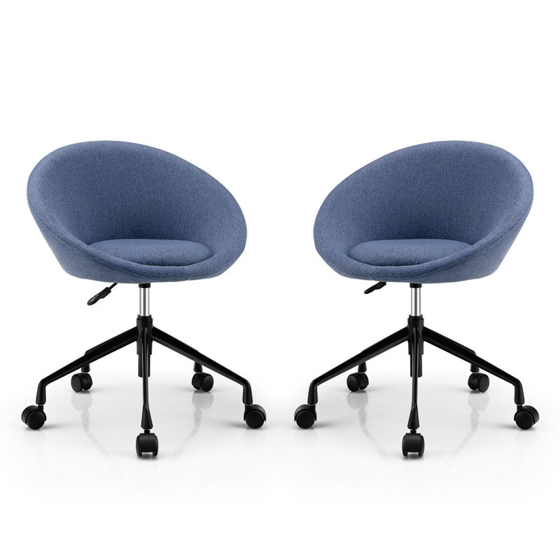 Orren Ellis - Ensemble de 2 chaises de bureau pivotantes réglables avec roulettes flexibles - bleu, Bleu
