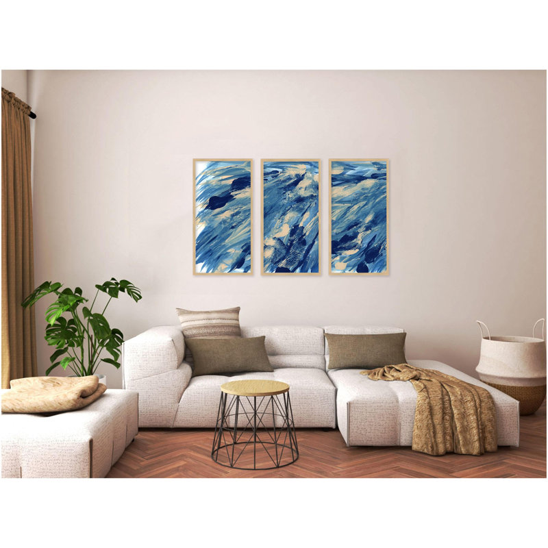 «Midnight Swim» par Coretta King Johnson, reproduction d'art sur toile 3 pièces, Toile naturelle avec cadre flottant