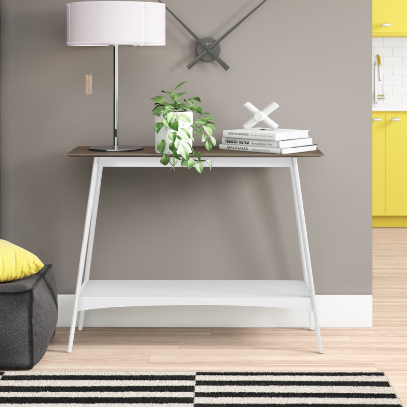Console 44 po Dannyel, Plateau en bois flotté / base blanche