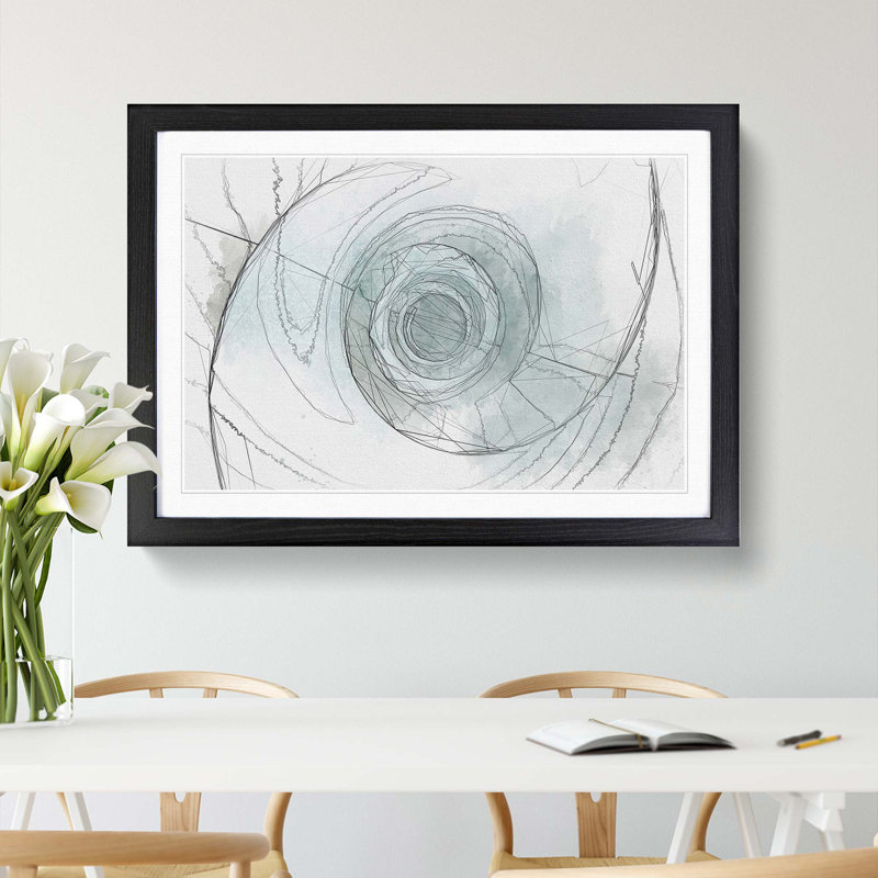 Architecture Sketch Vol.35 in Abstract - Picture Frame Graphic Art Print, 48cm H x 65cm W x 2cm D, Black Framed