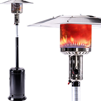 Chaufferette portative d'extérieur portative au gaz de 47 000 pieds, 88 pouces à l'extérieur avec roues, brûleur en acier inoxydable, pour chaufferette d'apparence commerciale - noire, conception de jardin