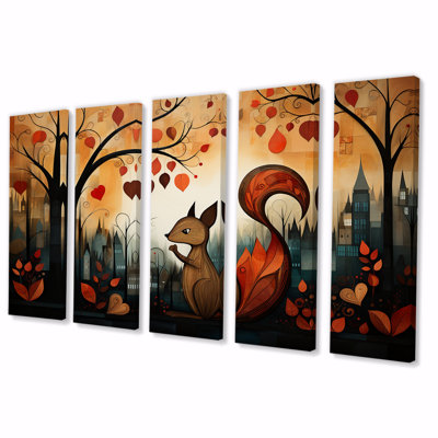 Paysage d'écureuil pour chambre de bébé - Écureuil, ensemble d'art mural 5 pièces