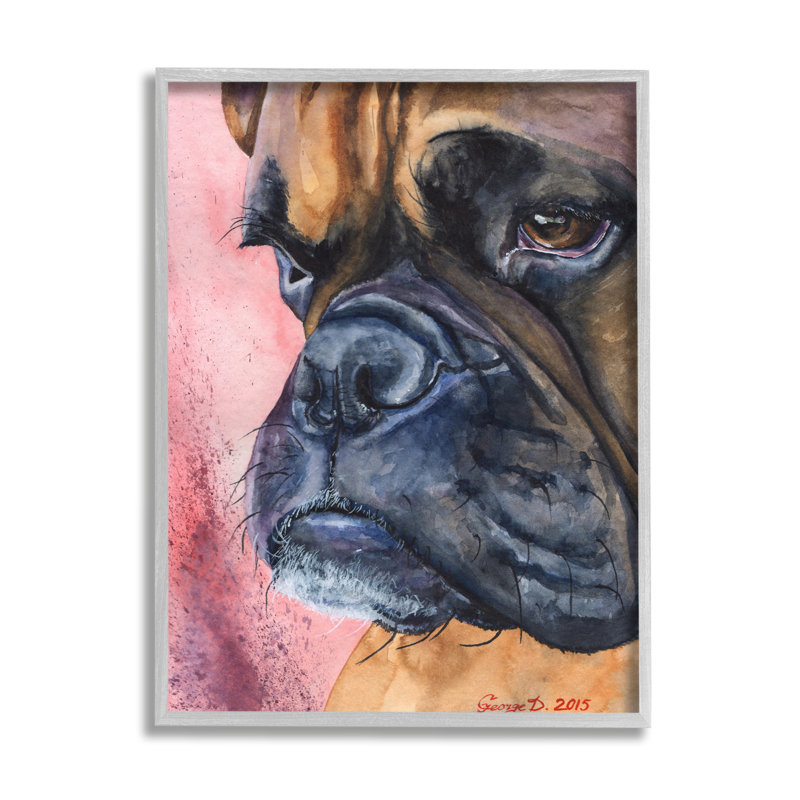 Chien pensif par George Dyachenko - peinture sur toile, H 20 po x l 16 po, Estampe numérique Farmhouse