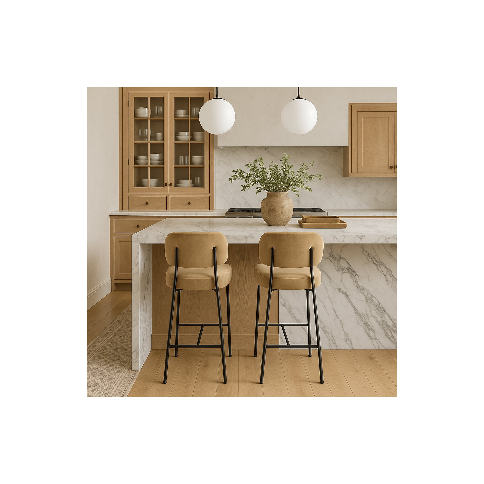Zarelle Upholstered Counter Stool, Beige Performance Fabric