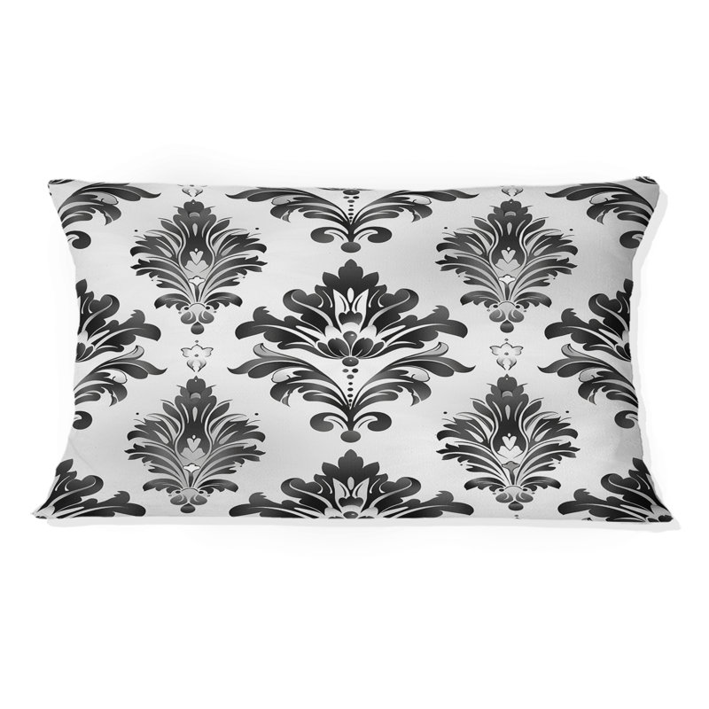 Coussin lombaire noir traditionnel damassé Tradition II