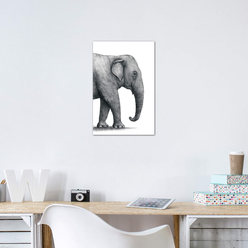 «Elephant Study» par Terry Fan - impression, Toile tendue, Pas de tapis, H 12 po x l 8 po x P 0,75 po