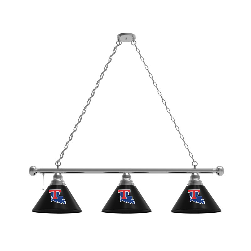 3 - Light Pool Table Lights Pendant, Chrome, Louisiana Tech Bulldogs