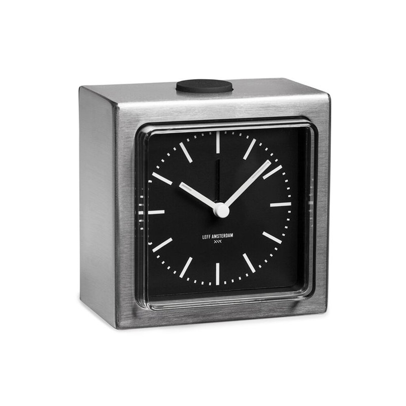 Block Alarm Clock Stainless Steel / Black Index, Steel/Black