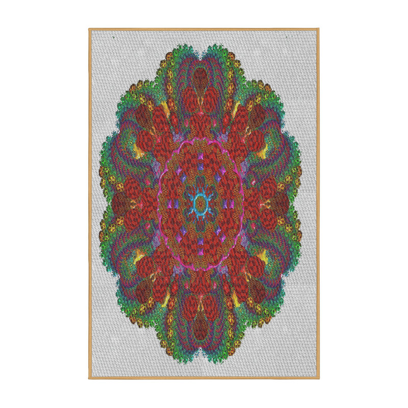 Laine tissée à la main et polyester gris/vert/jaune Tapis décoratif, Rectangle 8 pi x 10 pi