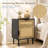 Rattan Nightstand Set Of 2 Mid Century Modern End Table With Drawer & Cabinet