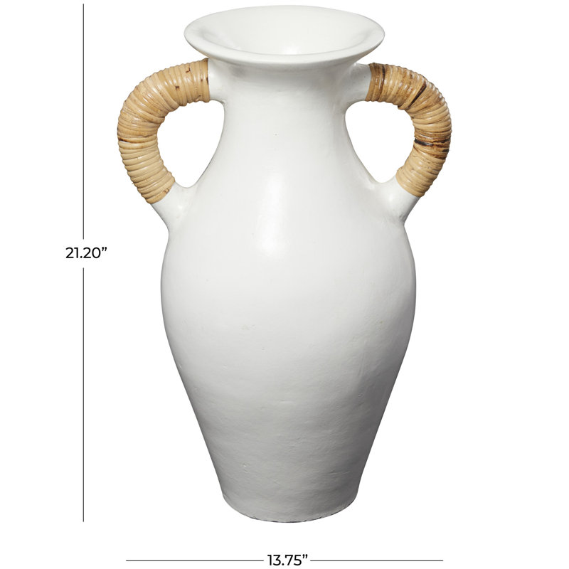 Table Vase, White, 21.2" H x 13.75" W x 10.85" D