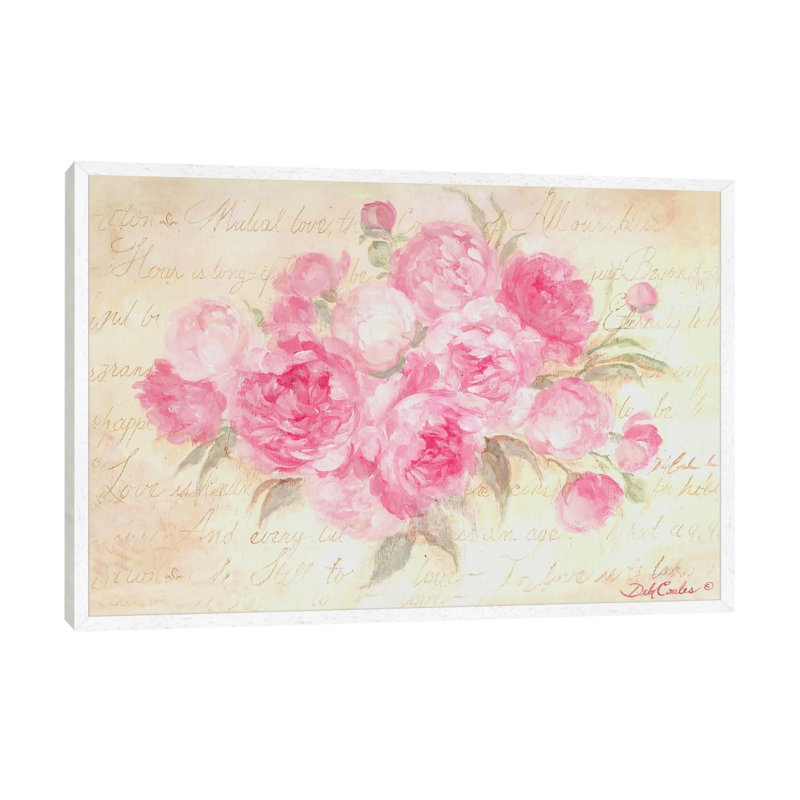 Peonies Passion by Debi Coules - Floater Frame Painting on Canvas, White