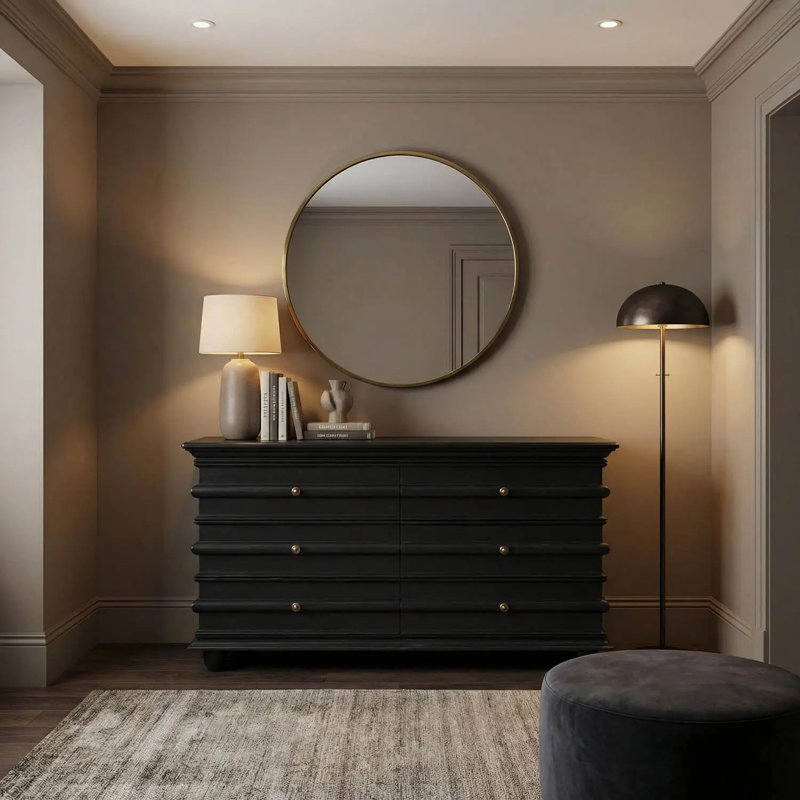 Ascona 61'' W 6 - Drawer Dresser, Hand Rubbed Black