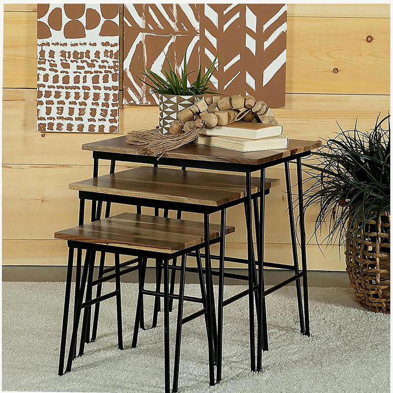 Ensemble de 3 tables gigognes noires naturelles