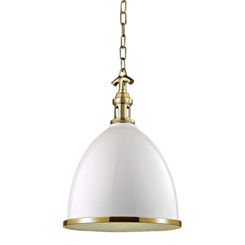 Viceroy 1 Light Pendant, 23" H x 16.75" W x 16.75" D, White/Aged Brass, Aged Brass