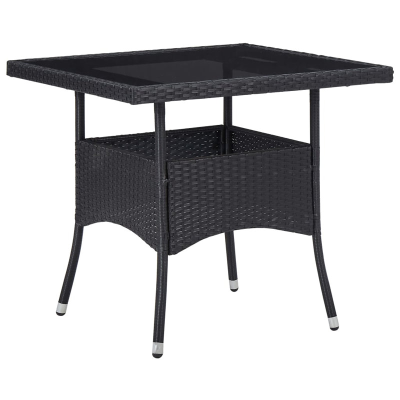 Ensemble de salle à manger de jardin, Blanc / noir / plateau en verre