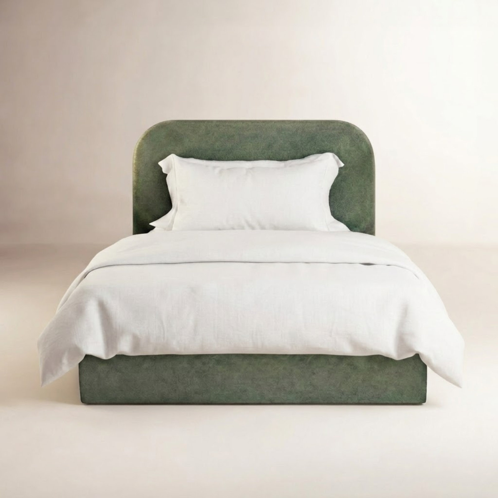 Nara Open-Frame Bed, Twin, Performance Olive Boucle