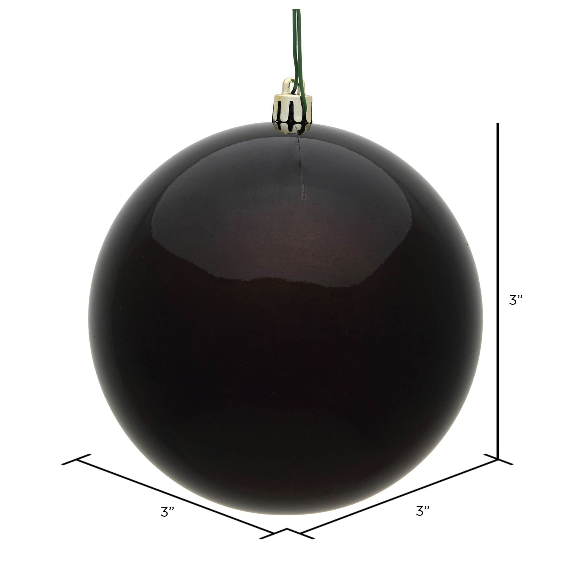 Holiday Décor Ball Ornament, 3" H x 3" W x 3" D, Chocolate
