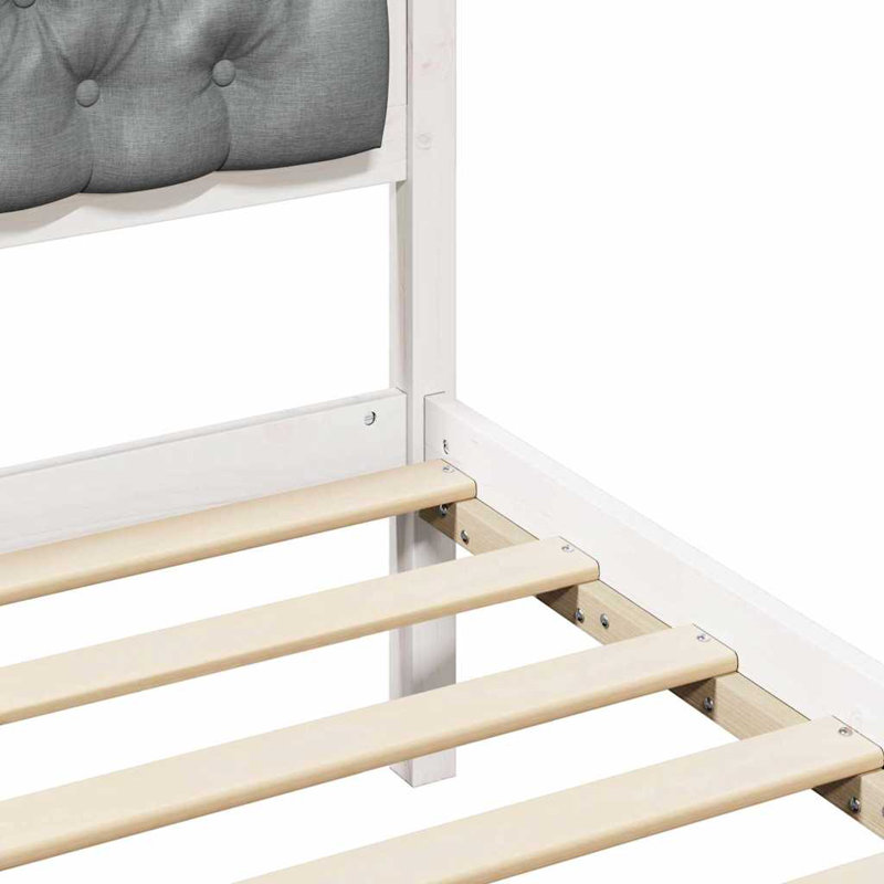 Solid Wood Bed Frame, European Single (90 x 190 cm), White/Light Grey