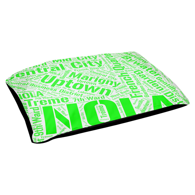 Coussin de chien « districts », Moyen (H 9,5 po x l 28 po x P 18 po), Vert, Nouvelle-Orléans