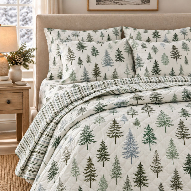 Soft Printed Microfiber Sheet Set, Full Sheet Set with 2 Pillowcases, Truckee