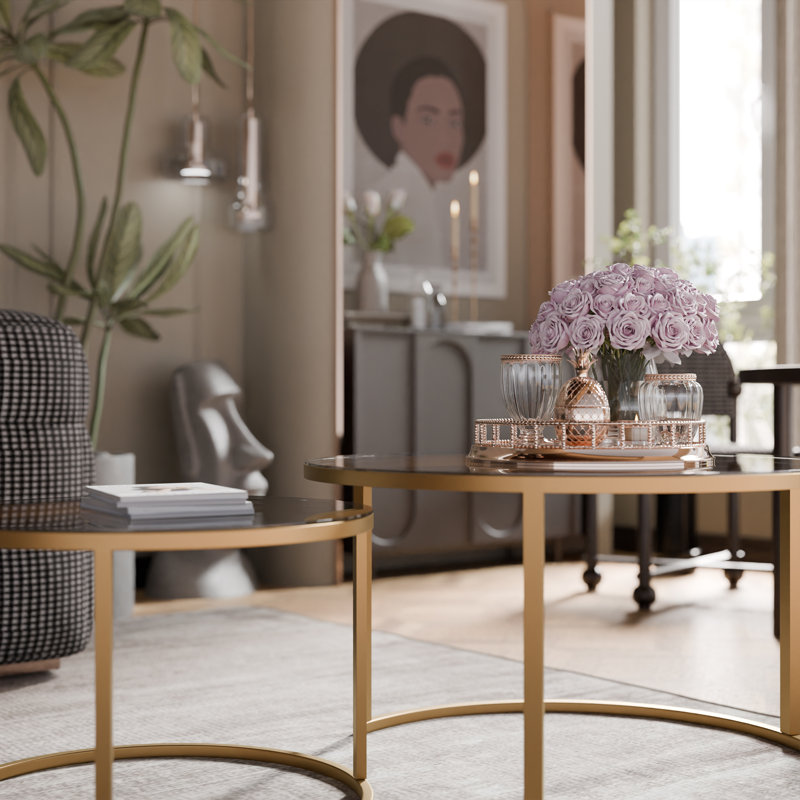 Coffee Table with Storage, 48cm. H x 80cm. L x 80cm. W, Smoked Glass, Gold