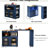 Navy Kitchen Island With Led Lights, Fluted Glass, Power Outlets Modern Rolling Storage, , Outlet, Glass Door,-1820536035