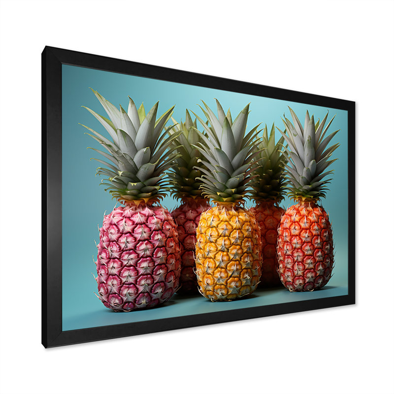 Doux ananas juteux délice I, Cadre photo noir simple, H 24 po x l 32 po x P 1 po