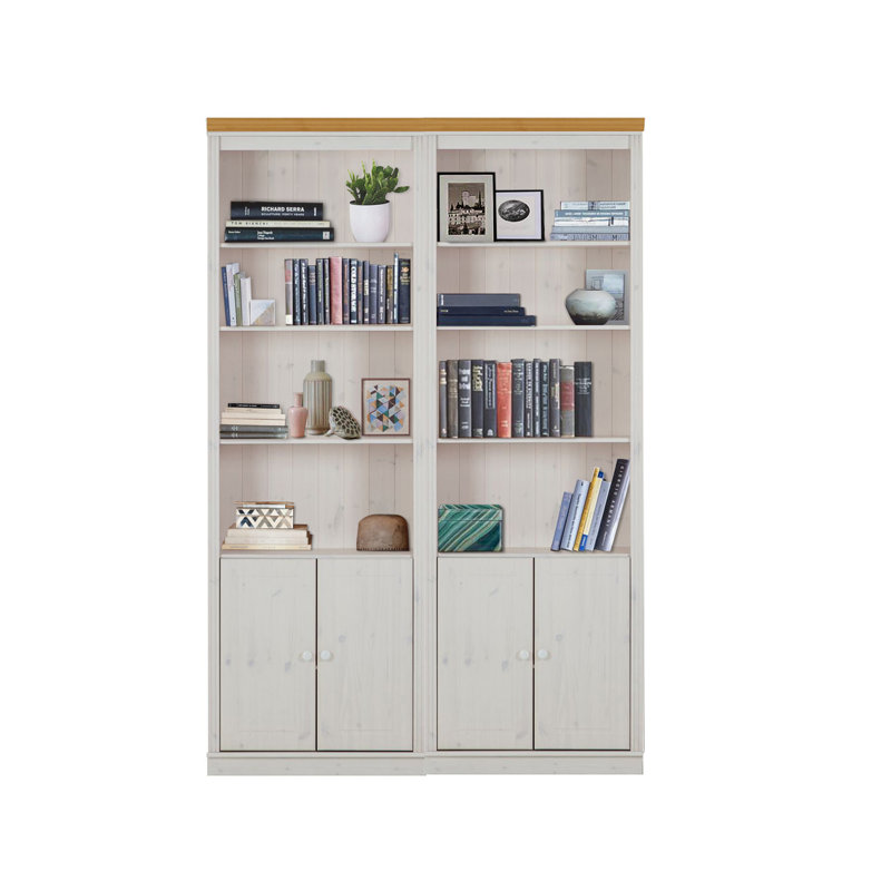 Dejarae 223cm H x 148cm W Library Bookcase, White/Natural