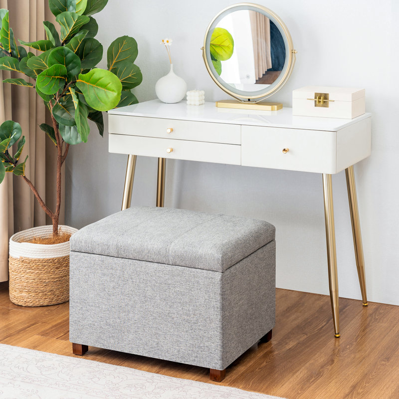 Banc de rangement avec repose-pieds 24 po, Gris
