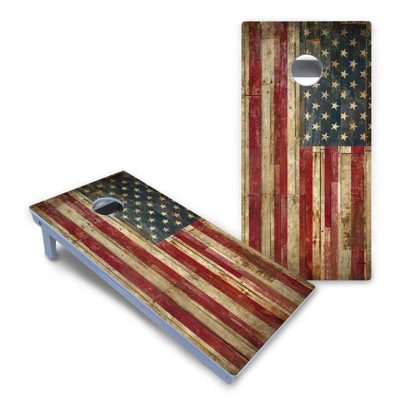 Ensemble de cornhole en composite rustique droit toutes saisons, Ajouter un étui et des lumières