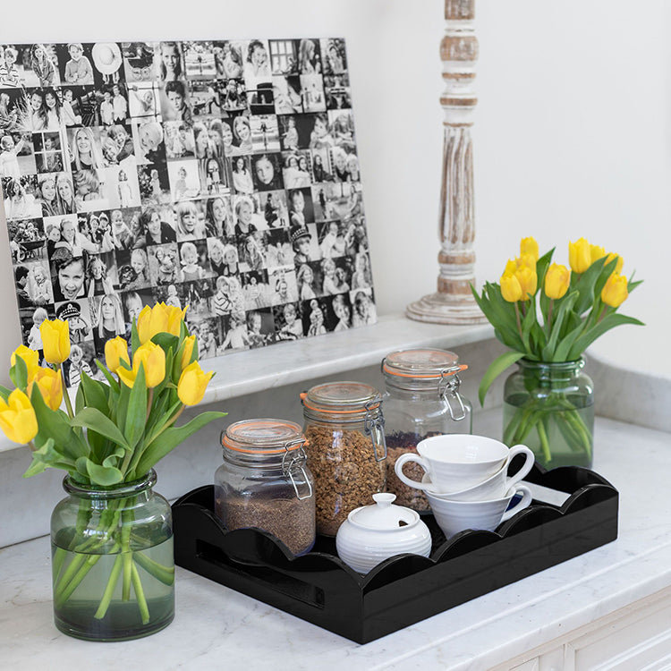 17x13 Scalloped Tray, Eau de Nil/Kha