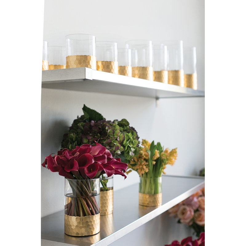 Vase de table en verre fait à la main, H 6 po x l 4 po x P 4 po